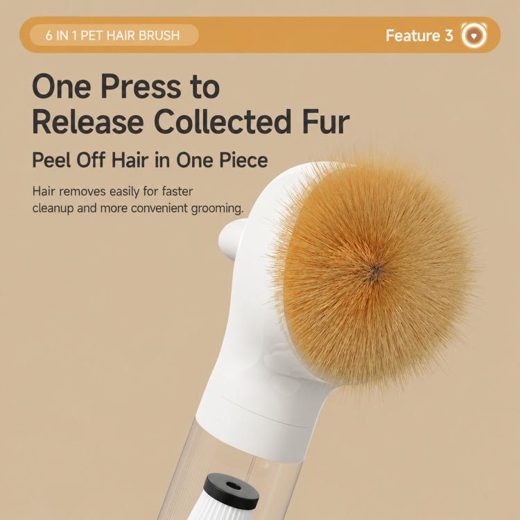 White grooming brush head with soft bristles on cordless pet hair vacuum