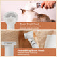 White cordless pet hair vacuum with round grooming brush head on nozzle