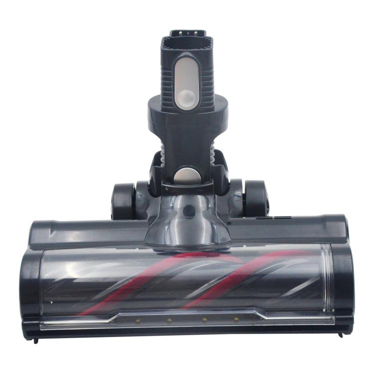 Motorized floor brush head with transparent roller bar and front mounting nozzle