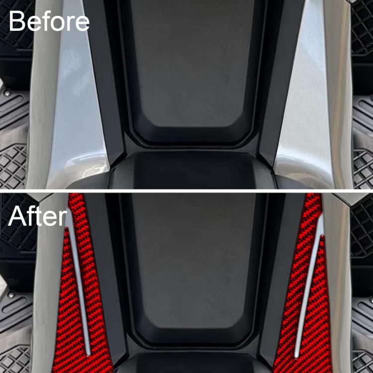 Motorcycle side tunnel protection inner stickers, red accents on the inner side tunnel area
