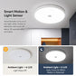 Round white LED flush-mount ceiling light with motion and ambient light sensing