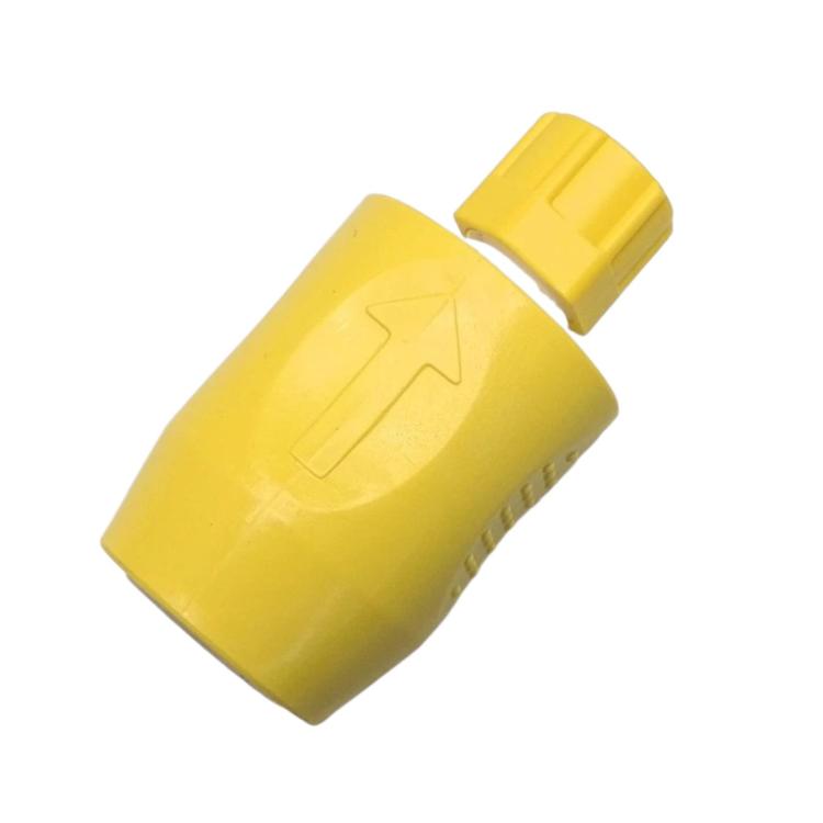 Yellow spray hose adapter connector with outlet end