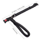 Black nylon dog collar leash set with integrated control handle shown with size guide