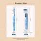 Product size chart showing blue pet facial and eye comb with fine teeth