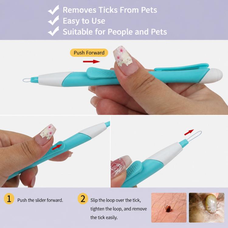 Retractable Tick Remover Lasso Slide Lock Extraction Loop Pen with Standing Base