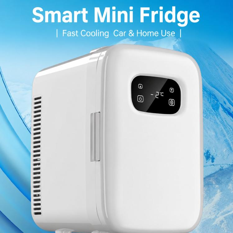 White mini refrigerator cooler box with top digital display and side vent