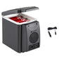 Portable 6L car mini fridge, dark gray, open lid with cooling vent and power cables