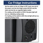 Portable car fridge cooler with vent grille and control panel for hot and cold