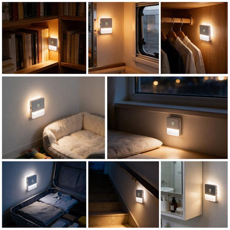 Double-Sided Emitting Magnetic Motion Sensor Night Light Type-C Rechargeable Stick on Wall Light, Warm Light, White Light