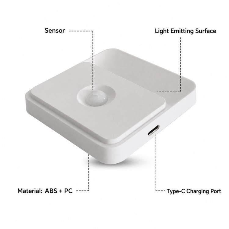 Double-Sided Emitting Magnetic Motion Sensor Night Light Type-C Rechargeable Stick on Wall Light, Warm Light, White Light