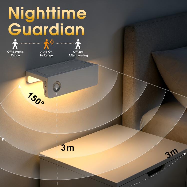2-In-1 Motion Sensor Nightlight With Phone Shelf Rechargeable LED Sconce For Restroom