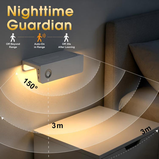 2-In-1 Motion Sensor Nightlight With Phone Shelf Rechargeable LED Sconce For Restroom