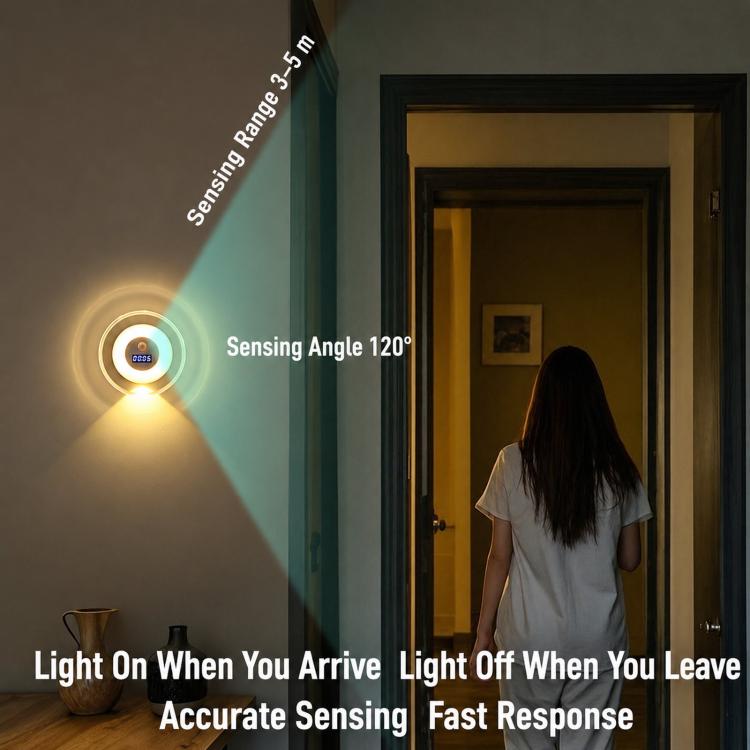 DMS-A2501 Smart Remote Control Clock Wall Lamp Motion Sensor Night Light For Bedroom Bedside, DMS-A2501