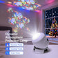 White LED projector light with three-foot base, projecting colorful light patterns