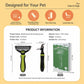 2-in-1 pet grooming dematting comb tool with size diagram and packaging card