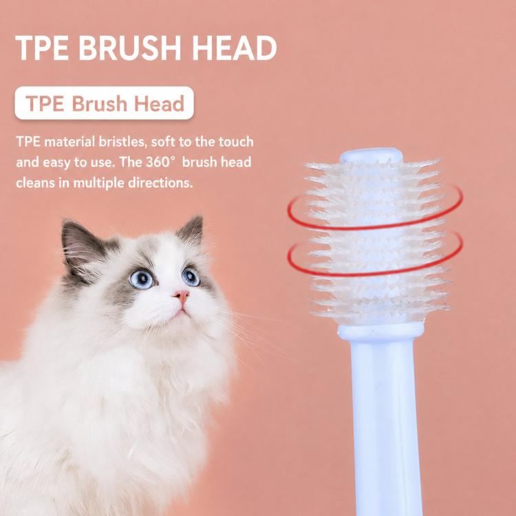 HistoTree 360 Degree Pet Toothbrush for Cats and Small Dogs Soft TPE Micro Brush Head, Rectangular Green, Rectangular White, Round Green, Round White, Round Light Blue