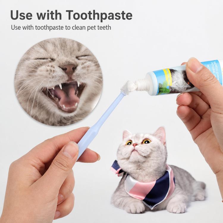 HistoTree 360 Degree Pet Toothbrush for Cats and Small Dogs Soft TPE Micro Brush Head, Rectangular Green, Rectangular White, Round Green, Round White, Round Light Blue