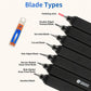 Set of ultrasonic cutting blade heads shown on a black tool handle