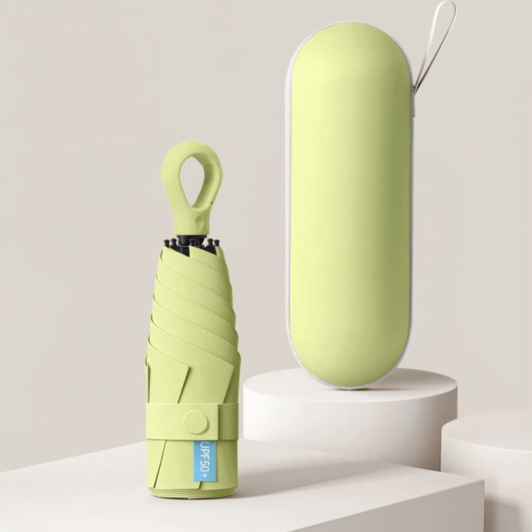 Matcha green 5-fold capsule umbrella with carrying case, closed canopy cover