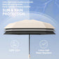 Portable 5-fold umbrella, beige outer canopy with black underside and hanging loop