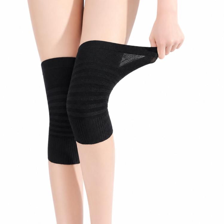 Cotton knee pads, black short knit sleeves with ribbed bands on knees