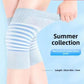 Breathable cotton knee pads on legs, light blue short style with ribbed anti-slip band.