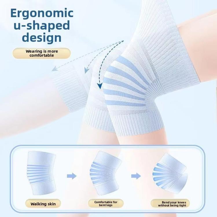 Light blue ribbed cotton knee pads with wide cuff for added coverage