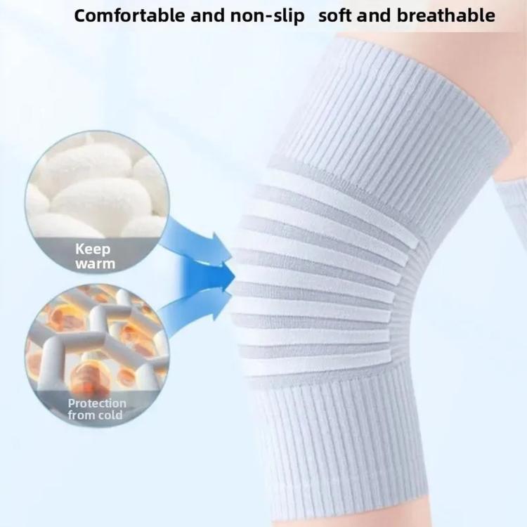 Light blue knee pads with layered rib design for flexibility at the knee