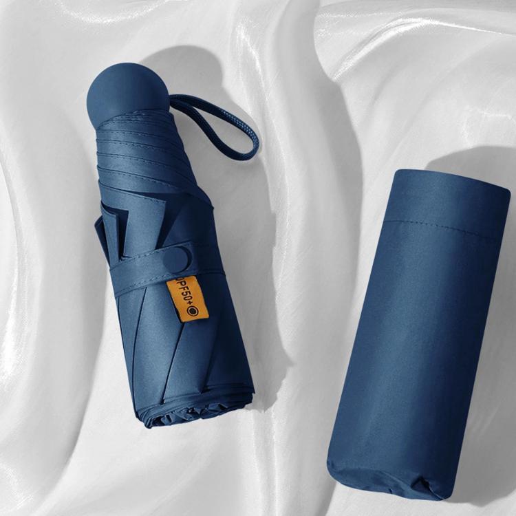 Dual-Use Foldable Capsule Sun & Rain Umbrella 5-Fold UV Protection Parasol