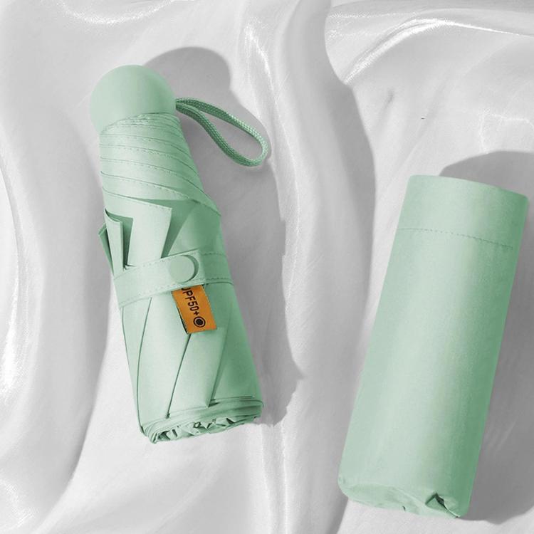 Dual-Use Foldable Capsule Sun & Rain Umbrella 5-Fold UV Protection Parasol