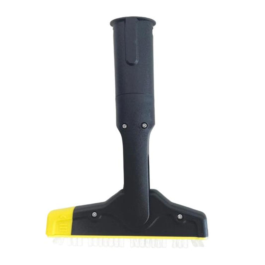 Steam nozzle brush attachment with dark bristles and yellow trim