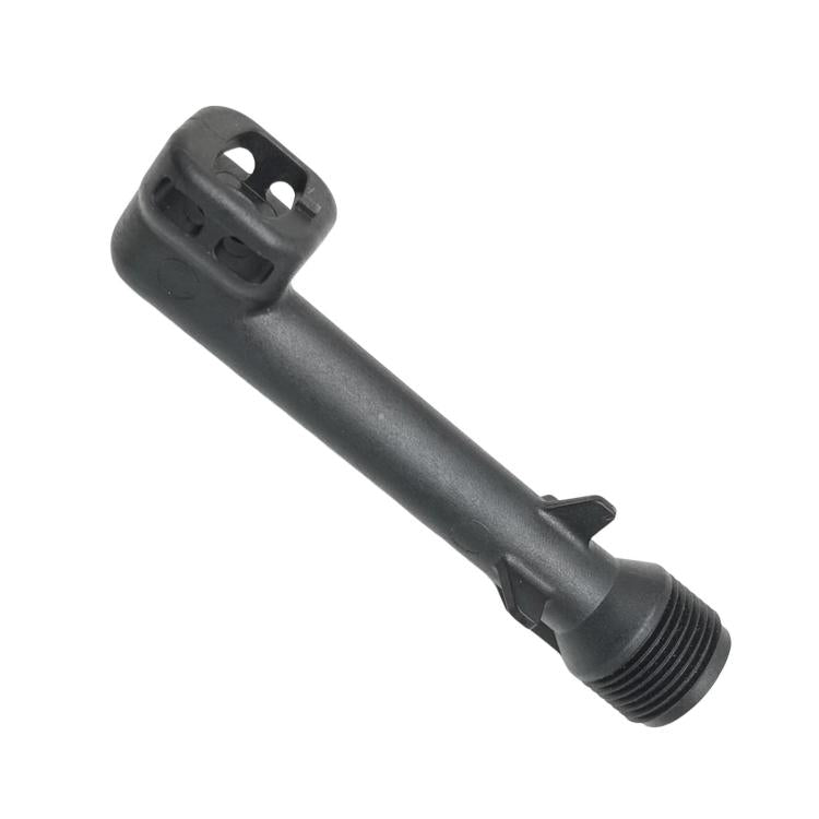 Pressure washer water outlet connector, black with outlet socket and threaded inlet