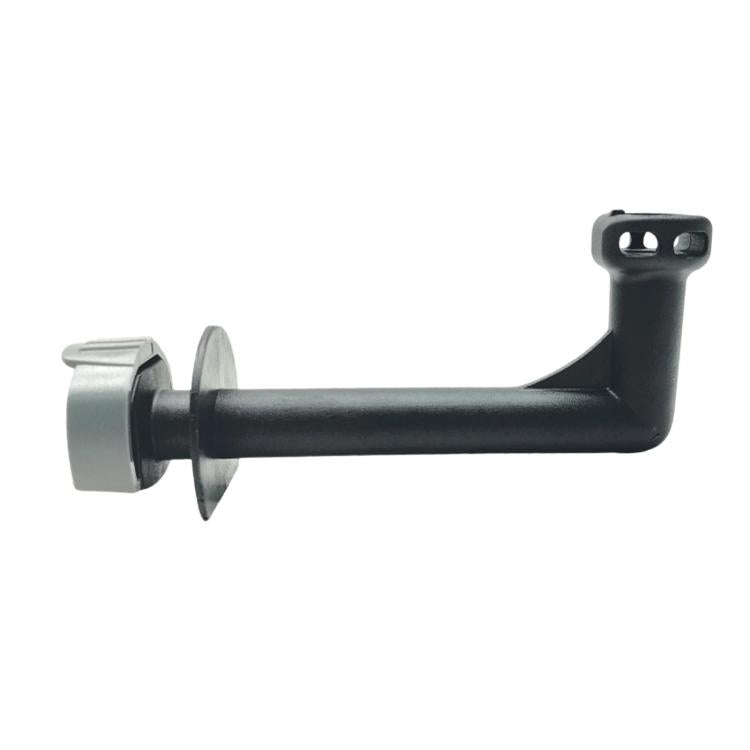 Pressure washer water outlet hose connector with black curved tube and screw-in flange end