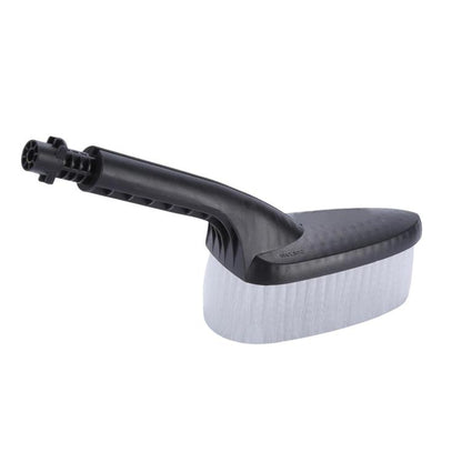 Wheel cleaning brush attachment with black handle and white bristles