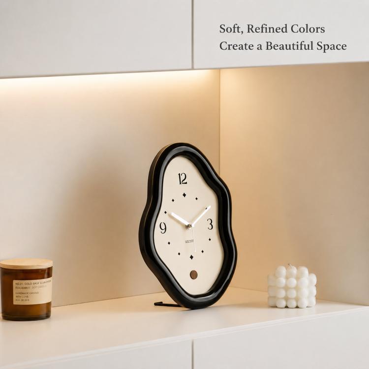 wozoom Modern Irregular Desk Clock Silent Table Clocks For Living Room Decor