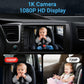 Car baby monitor display showing rear-seat view of a baby in 1080P and 720P