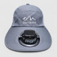 Deep gray wide-brim solar fan hat with front fan grille and LED-style display