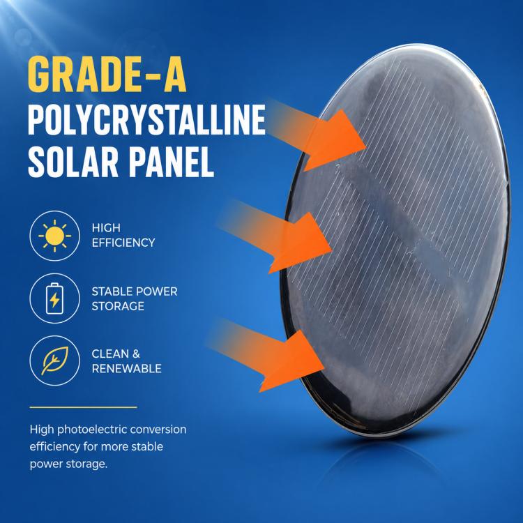 Solar panel fan hat attachment with dark round panel over fan housing