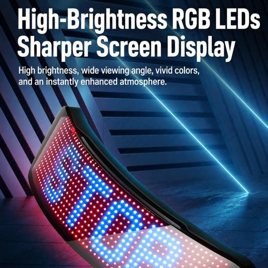 Motorcycle Helmet LED Full-Color Display Screen APP Controlled Riding Light Panel, 1500mAh