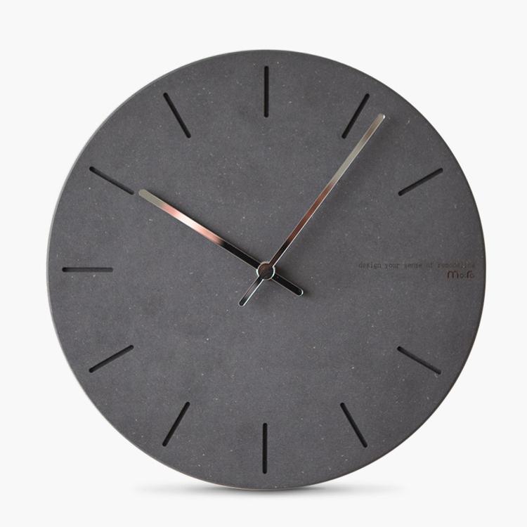 wozoom 12-inch silent wall clock, dark gray round face with line markers and three hands