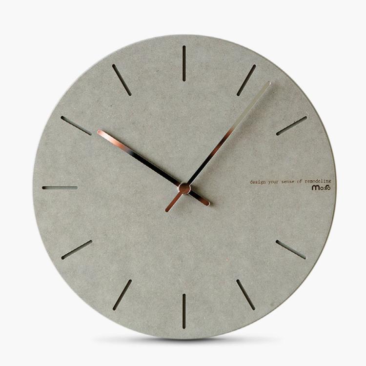 wozoom 12-inch silent wall clock, light gray round face with line markers and three hands