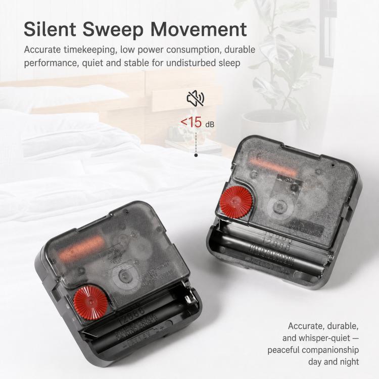 wozoom silent wall clock movement module, clear case with red components and gears