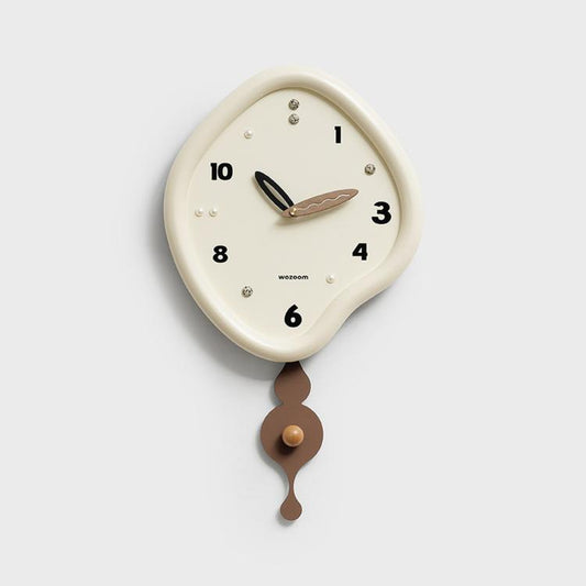 wozoom Irregular Pendulum Wall Clock Silent Quartz Clock For Living Room Decor