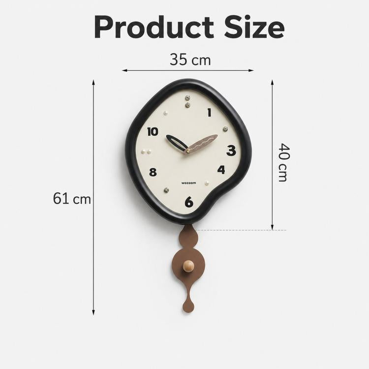 wozoom Irregular Pendulum Wall Clock Silent Quartz Clock For Living Room Decor