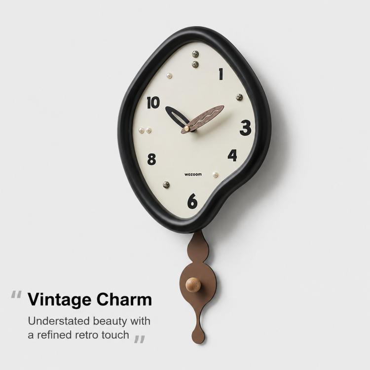 wozoom Irregular Pendulum Wall Clock Silent Quartz Clock For Living Room Decor