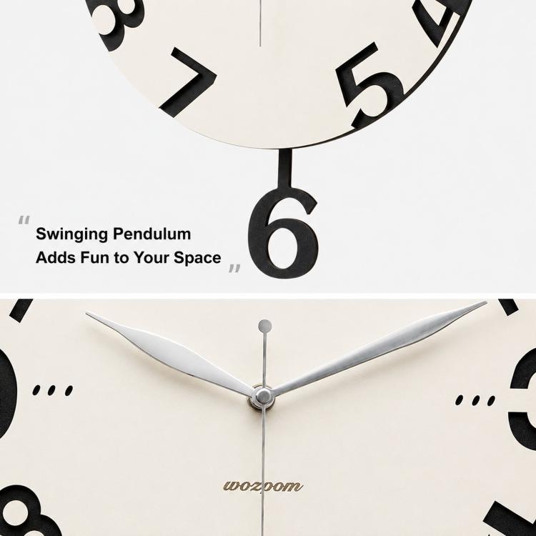wozoom Modern Wall Clock Living Room Kitchen Decor Silent Clock