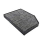 Cabin air filter with gray pleated media and dark housing frame