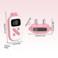 Pink remote dog training collar handset and receiver with display and silicone caps
