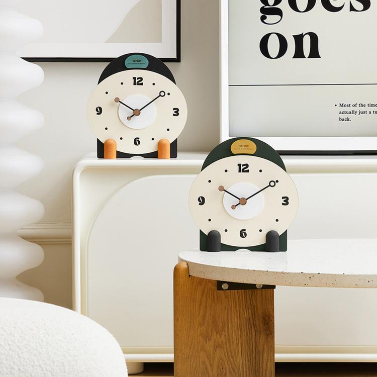 wozoom Silent Wooden Table Clock Modern Small Mantel Clock