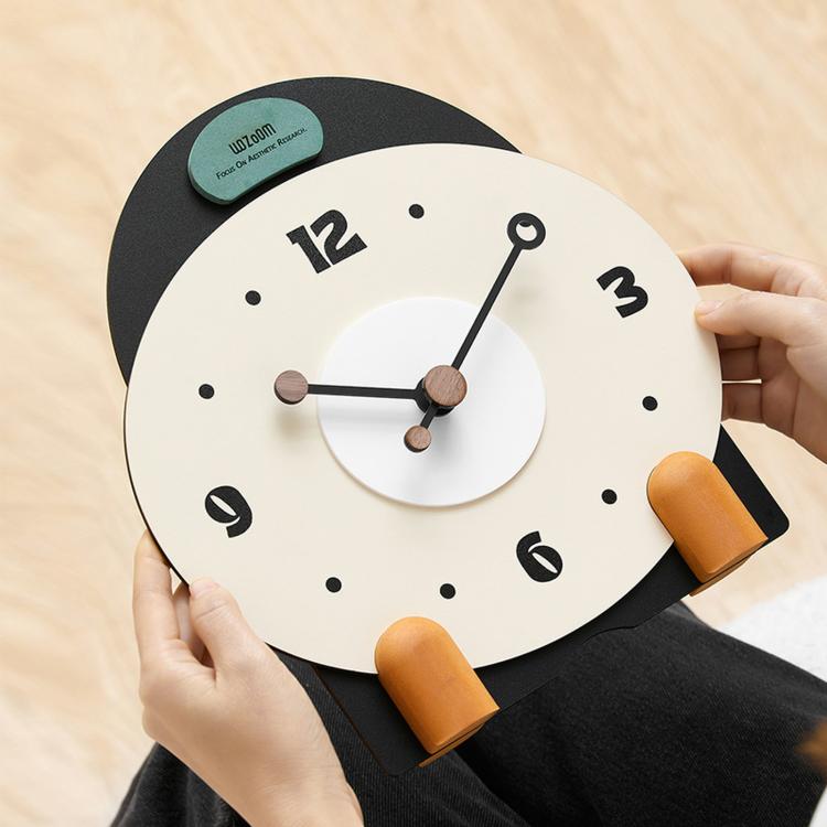 wozoom Silent Wooden Table Clock Modern Small Mantel Clock